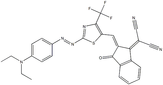 [[2,3-Dihydro-3-oxo-2-[[4-(trifluoromethyl)-2-[[4-(diethylamino)phenyl]azo]thiazol-5-yl]methylene]-1H-inden]-1-ylidene]malononitrile Struktur