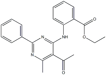 2-[(5-Acetyl-2-phenyl-6-methylpyrimidin-4-yl)amino]benzoic acid ethyl ester Struktur