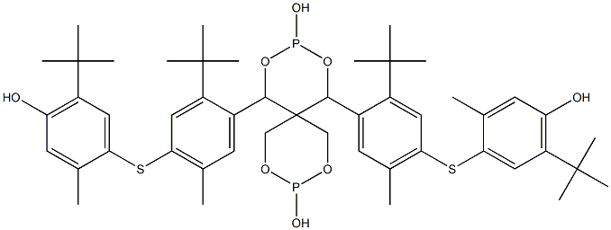 1,5-Bis[4-[(5-tert-butyl-4-hydroxy-2-methylphenyl)thio]-2-tert-butyl-5-methylphenyl]-2,4,8,10-tetraoxa-3,9-diphosphaspiro[5.5]undecane-3,9-diol Struktur