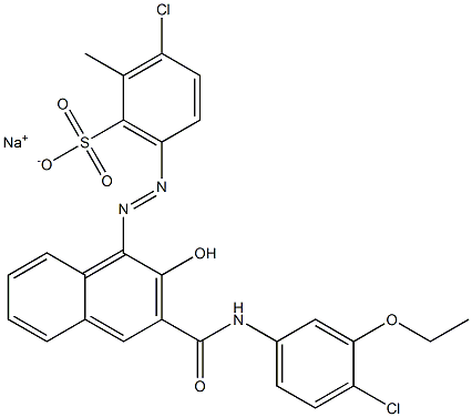 3-Chloro-2-methyl-6-[[3-[[(4-chloro-3-ethoxyphenyl)amino]carbonyl]-2-hydroxy-1-naphtyl]azo]benzenesulfonic acid sodium salt Struktur