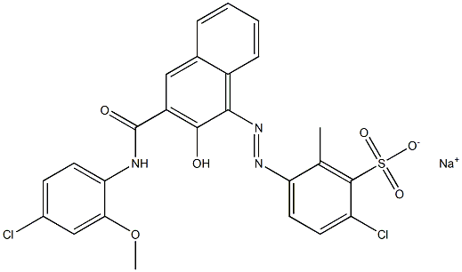 2-Chloro-6-methyl-5-[[3-[[(4-chloro-2-methoxyphenyl)amino]carbonyl]-2-hydroxy-1-naphtyl]azo]benzenesulfonic acid sodium salt Struktur