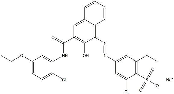 2-Chloro-6-ethyl-4-[[3-[[(2-chloro-5-ethoxyphenyl)amino]carbonyl]-2-hydroxy-1-naphtyl]azo]benzenesulfonic acid sodium salt Struktur