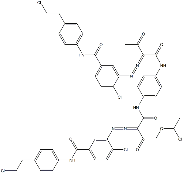 3,3'-[2-[(1-Chloroethyl)oxy]-1,4-phenylenebis[iminocarbonyl(acetylmethylene)azo]]bis[N-[4-(2-chloroethyl)phenyl]-4-chlorobenzamide] Struktur