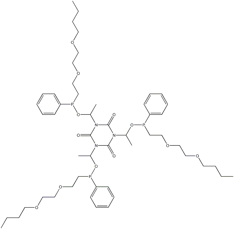 1,3,5-Tris[1-[[[2-(2-butoxyethoxy)ethyl]phenylphosphino]oxy]ethyl]-1,3,5-triazine-2,4,6(1H,3H,5H)-trione Struktur