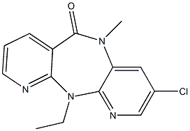 3-Chloro-5-methyl-11-ethyl-5,11-dihydro-6H-dipyrido[3,2-b:2',3'-e][1,4]diazepine-6-one Struktur