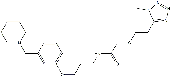 N-[3-[3-(Piperidinomethyl)phenoxy]propyl]-2-[2-(1-methyl-1H-tetrazol-5-yl)ethylthio]acetamide Struktur