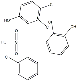 (2-Chlorophenyl)(2-chloro-3-hydroxyphenyl)(2,3-dichloro-6-hydroxyphenyl)methanesulfonic acid Struktur