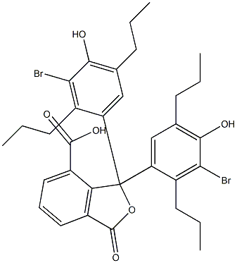 1,1-Bis(3-bromo-4-hydroxy-2,5-dipropylphenyl)-1,3-dihydro-3-oxoisobenzofuran-7-carboxylic acid Struktur