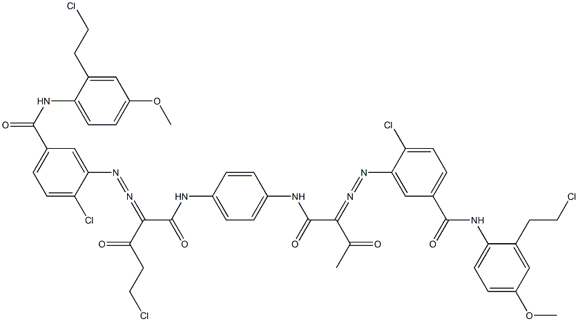 3,3'-[2-(Chloromethyl)-1,4-phenylenebis[iminocarbonyl(acetylmethylene)azo]]bis[N-[2-(2-chloroethyl)-4-methoxyphenyl]-4-chlorobenzamide] Struktur