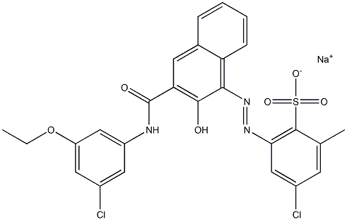 4-Chloro-2-methyl-6-[[3-[[(3-chloro-5-ethoxyphenyl)amino]carbonyl]-2-hydroxy-1-naphtyl]azo]benzenesulfonic acid sodium salt Struktur