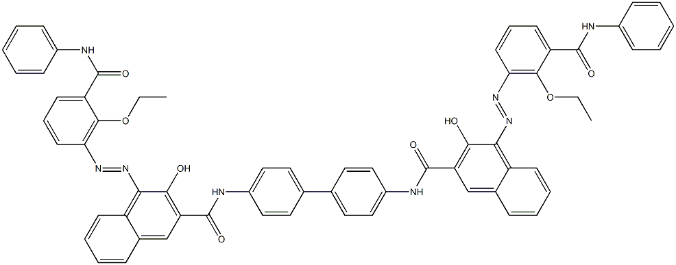 N,N'-(1,1'-Biphenyl-4,4'-diyl)bis[4-[[6-ethoxy-5-(phenylcarbamoyl)phenyl]azo]-3-hydroxy-2-naphthalenecarboxamide] Struktur