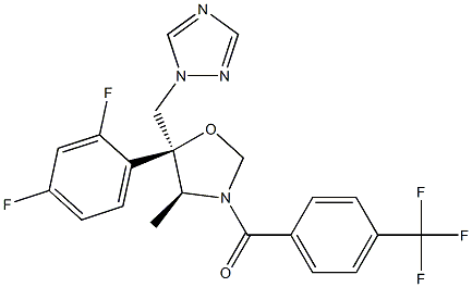 (4S,5S)-5-(2,4-Difluorophenyl)-4-methyl-3-[4-(trifluoromethyl)benzoyl]-5-[(1H-1,2,4-triazol-1-yl)methyl]oxazolidine Struktur