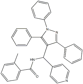 N-[(4-Pyridinyl)(1,3,5-triphenyl-1H-pyrazol-4-yl)methyl]-2-methylbenzamide Struktur