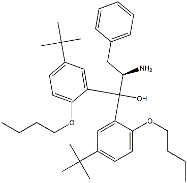 (R)-2-Amino-1,1-bis[2-butoxy-5-(1,1-dimethylethyl)phenyl]-3-phenyl-1-propanol Struktur