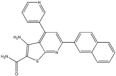 3-Amino-4-(3-pyridinyl)-6-(2-naphtyl)thieno[2,3-b]pyridine-2-carboxamide Struktur