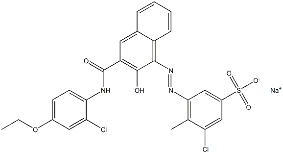 3-Chloro-4-methyl-5-[[3-[[(2-chloro-4-ethoxyphenyl)amino]carbonyl]-2-hydroxy-1-naphtyl]azo]benzenesulfonic acid sodium salt Struktur