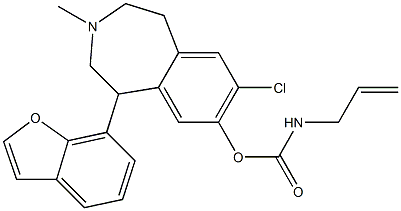 2-Propenylcarbamic acid [(7-chloro-3-methyl-1-(benzofuran-7-yl)-2,3,4,5-tetrahydro-1H-3-benzazepin)-8-yl] ester Struktur