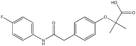 2-[4-[2-(4-Fluorophenylamino)-2-oxoethyl]phenoxy]-2-methylpropionic acid Struktur