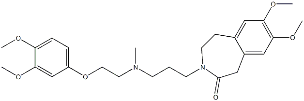 4,5-Dihydro-7,8-dimethoxy-3-[3-[N-methyl-2-(3,4-dimethoxyphenoxy)ethylamino]propyl]-1H-3-benzazepin-2(3H)-one Struktur