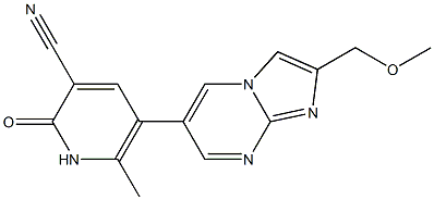 2-(Methoxymethyl)-6-[(1,2-dihydro-2-oxo-3-cyano-6-methylpyridin)-5-yl]imidazo[1,2-a]pyrimidine Struktur