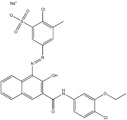 2-Chloro-3-methyl-5-[[3-[[(4-chloro-3-ethoxyphenyl)amino]carbonyl]-2-hydroxy-1-naphtyl]azo]benzenesulfonic acid sodium salt Struktur