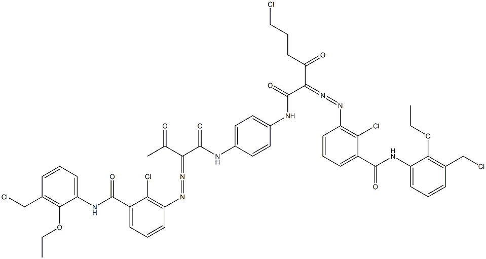 3,3'-[2-(2-Chloroethyl)-1,4-phenylenebis[iminocarbonyl(acetylmethylene)azo]]bis[N-[3-(chloromethyl)-2-ethoxyphenyl]-2-chlorobenzamide] Struktur