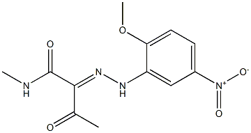 2-[2-(2-Methoxy-5-nitrophenyl)hydrazono]-1-(methylamino)butane-1,3-dione Struktur