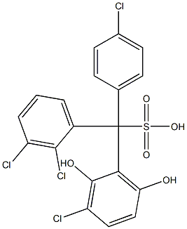 (4-Chlorophenyl)(2,3-dichlorophenyl)(3-chloro-2,6-dihydroxyphenyl)methanesulfonic acid Struktur