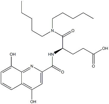 (R)-4-(4,8-Dihydroxy-2-quinolinylcarbonylamino)-5-oxo-5-dipentylaminovaleric acid Struktur