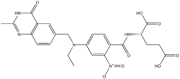 (2S)-2-[2-Nitro-4-[N-[(3,4-dihydro-2-methyl-4-oxoquinazolin)-6-ylmethyl]-N-ethylamino]benzoylamino]glutaric acid Struktur