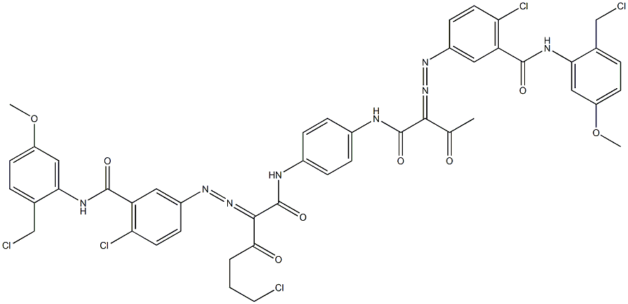 3,3'-[2-(2-Chloroethyl)-1,4-phenylenebis[iminocarbonyl(acetylmethylene)azo]]bis[N-[2-(chloromethyl)-5-methoxyphenyl]-6-chlorobenzamide] Struktur