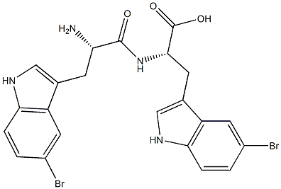 (2S)-3-(5-Bromo-1H-indol-3-yl)-2-[[(2S)-3-(5-bromo-1H-indol-3-yl)-2-aminopropionyl]amino]propionic acid Struktur