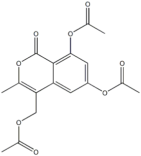 6,8-Diacetoxy-4-acetoxymethyl-3-methyl-1H-2-benzopyran-1-one Struktur