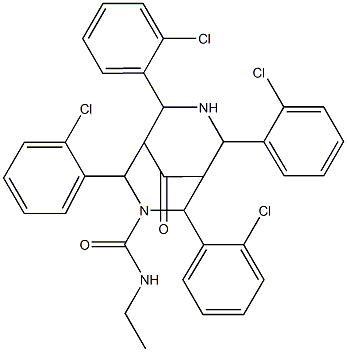 N-Ethyl-9-oxo-2,4,6,8-tetrakis(o-chlorophenyl)-3,7-diazabicyclo[3.3.1]nonane-3-carboxamide Struktur