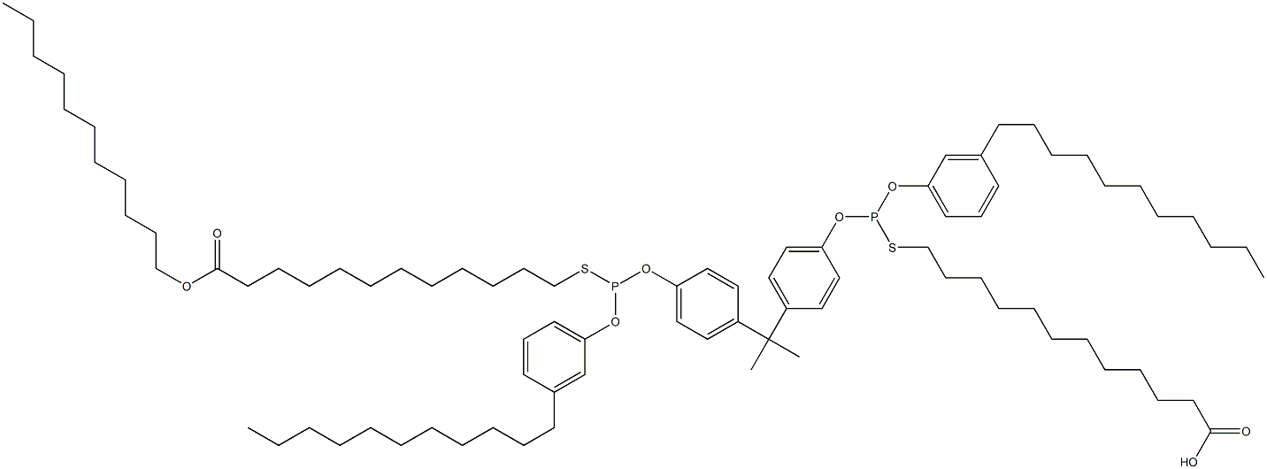 12,12'-[[Isopropylidenebis(4,1-phenyleneoxy)]bis[[(3-undecylphenyl)oxy]phosphinediylthio]]bis(dodecanoic acid undecyl) ester Struktur