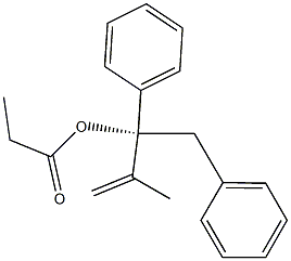 (-)-Propionic acid (R)-1-benzyl-2-methyl-1-phenylallyl ester Struktur