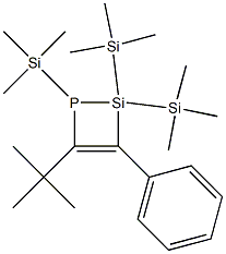 1,2,2-Tris(trimethylsilyl)-3-phenyl-4-tert-butyl-1-phospha-2-silacyclobuta-3-ene Struktur