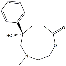 (6S)-4-Methyl-6-hydroxy-6-phenyl-2,3,4,5,6,7,8,9-octahydro-1,4-oxazonin-9-one Struktur