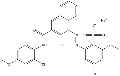 4-Chloro-2-ethyl-6-[[3-[[(2-chloro-4-methoxyphenyl)amino]carbonyl]-2-hydroxy-1-naphtyl]azo]benzenesulfonic acid sodium salt Struktur