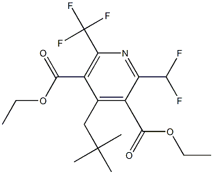 2-Difluoromethyl-6-(trifluoromethyl)-4-neopentylpyridine-3,5-dicarboxylic acid diethyl ester Struktur