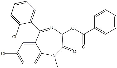 1,3-Dihydro-1-methyl-5-(2-chlorophenyl)-7-chloro-2-oxo-2H-1,4-benzodiazepin-3-ol benzoate Struktur