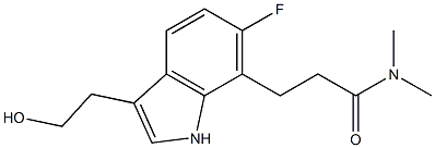 N,N-Dimethyl-3-[3-(2-hydroxyethyl)-6-fluoro-1H-indol-7-yl]propanamide Struktur