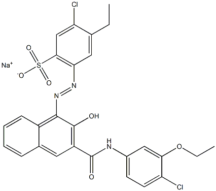 3-Chloro-4-ethyl-6-[[3-[[(4-chloro-3-ethoxyphenyl)amino]carbonyl]-2-hydroxy-1-naphtyl]azo]benzenesulfonic acid sodium salt Struktur