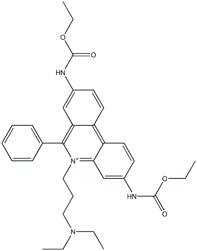 5-[3-(Diethylamino)propyl]-3,8-bis[(ethoxycarbonyl)amino]-6-phenylphenanthridin-5-ium Struktur