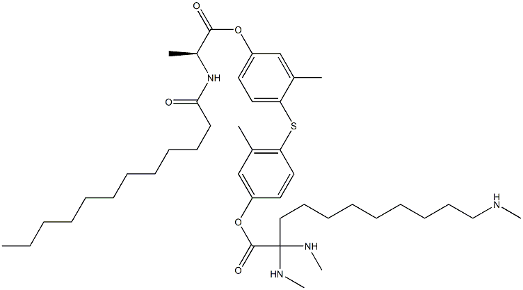 N-Dodecanoyl-L-alanine 4-[4-[11-(trimethylaminio)undecanoyloxy]-6-methylphenylthio]-3-methylphenyl ester Struktur