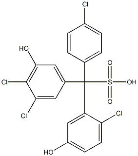 (4-Chlorophenyl)(2-chloro-5-hydroxyphenyl)(3,4-dichloro-5-hydroxyphenyl)methanesulfonic acid Struktur