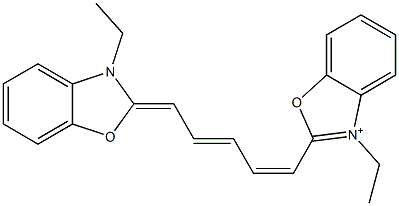 3-Ethyl-2-[(1E,3E)-5-[(2Z)-3-ethyl-2,3-dihydrobenzoxazole-2-ylidene]-1,3-pentadienyl]benzoxazole-3-ium Struktur