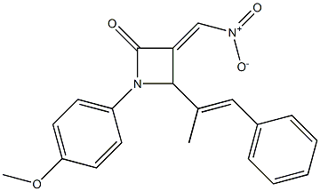 1-(p-Methoxyphenyl)-3-nitromethylene-4-(1-methyl-2-phenylvinyl)azetidin-2-one Struktur