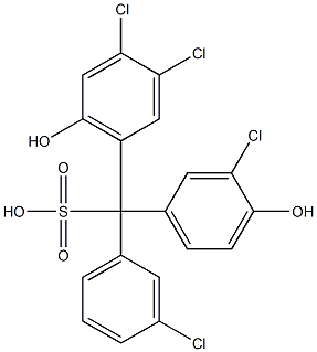 (3-Chlorophenyl)(3-chloro-4-hydroxyphenyl)(3,4-dichloro-6-hydroxyphenyl)methanesulfonic acid Struktur