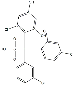 (3-Chlorophenyl)(2,4-dichlorophenyl)(6-chloro-2,4-dihydroxyphenyl)methanesulfonic acid Struktur